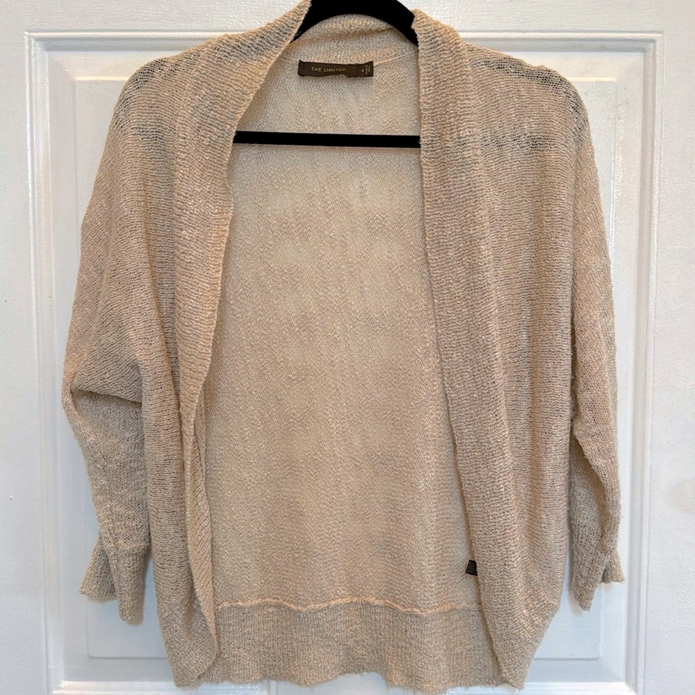 The Limited Tan Mesh Sweater Shrug Cardigan